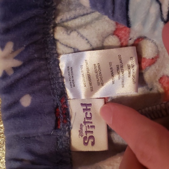 Disney M 8 10 lilo & Stitch Christmas winter snow globe pajama pants velour - Picture 3 of 4